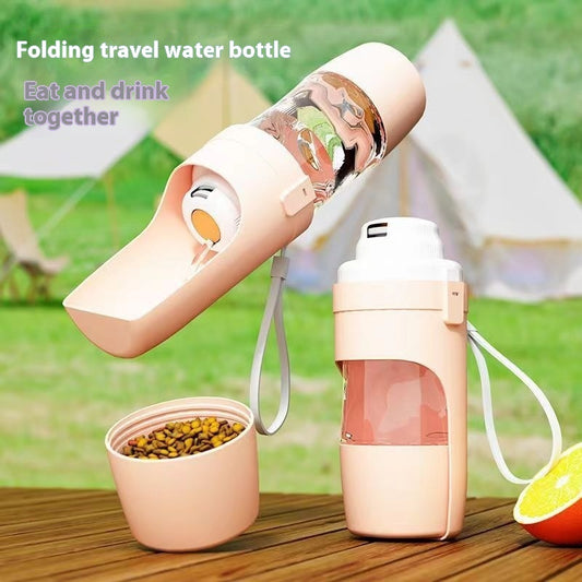 2-in-1 Portable Dog Water Bottle Travel Pet Water Dispenser & Food Feeder Cup
